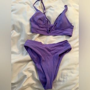 Purple lspace bikini high waisted bottoms a bit cheeky.
